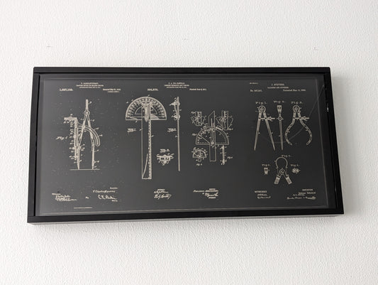 Patentkunst Vintage Zeichenutensilien Blueprint